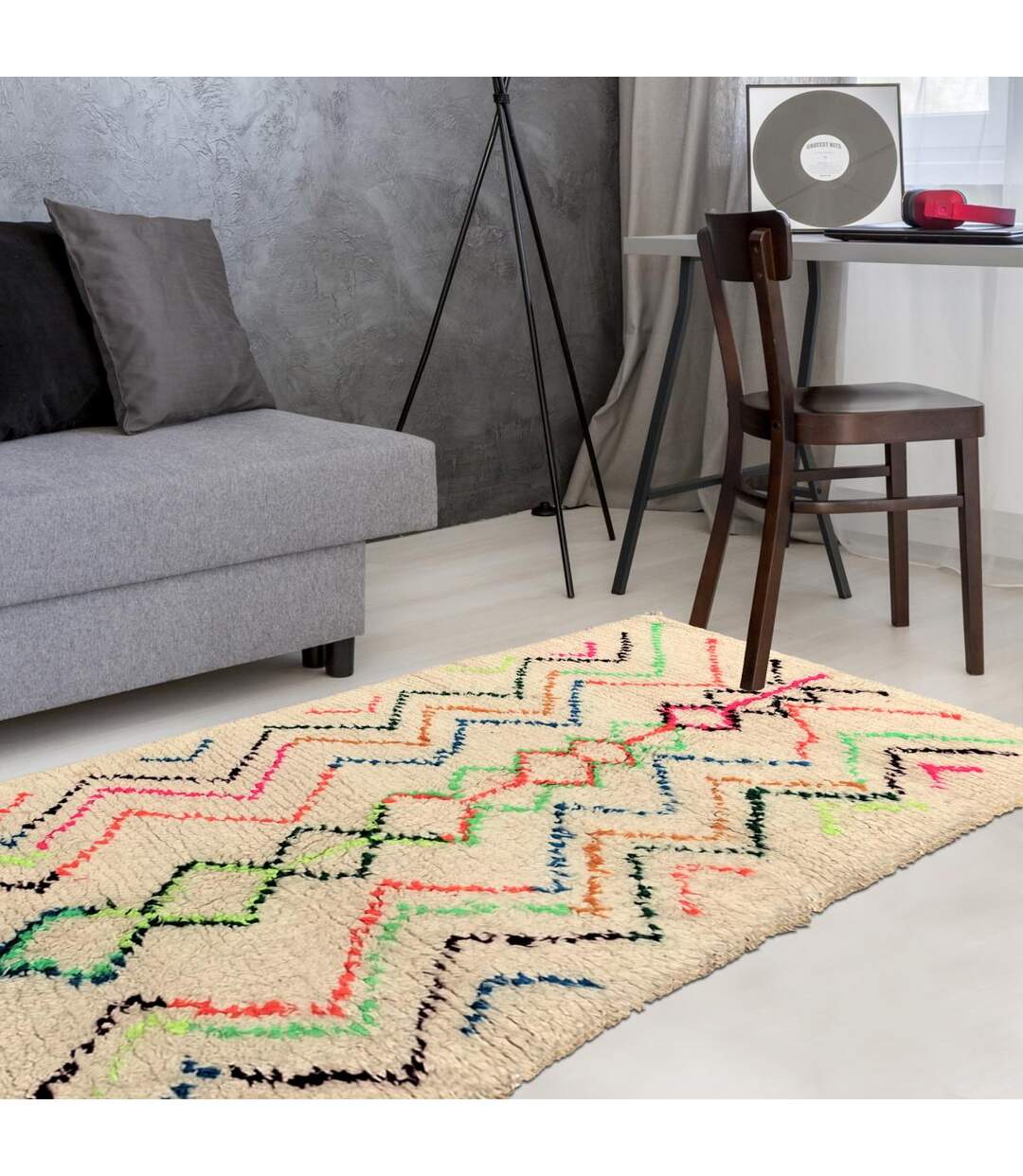 Authentique tapis berbère fait à la main en laine motif ethnic AZILAL 2-2