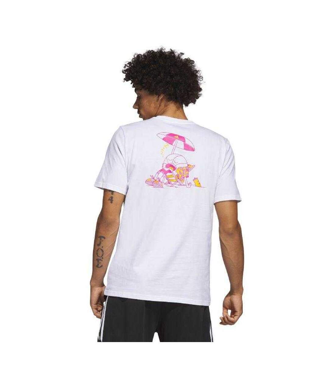T-shirt Manches Courtes Basket Style Graphique Lil Stripe Spring Break Homme Blanc Adidas-3