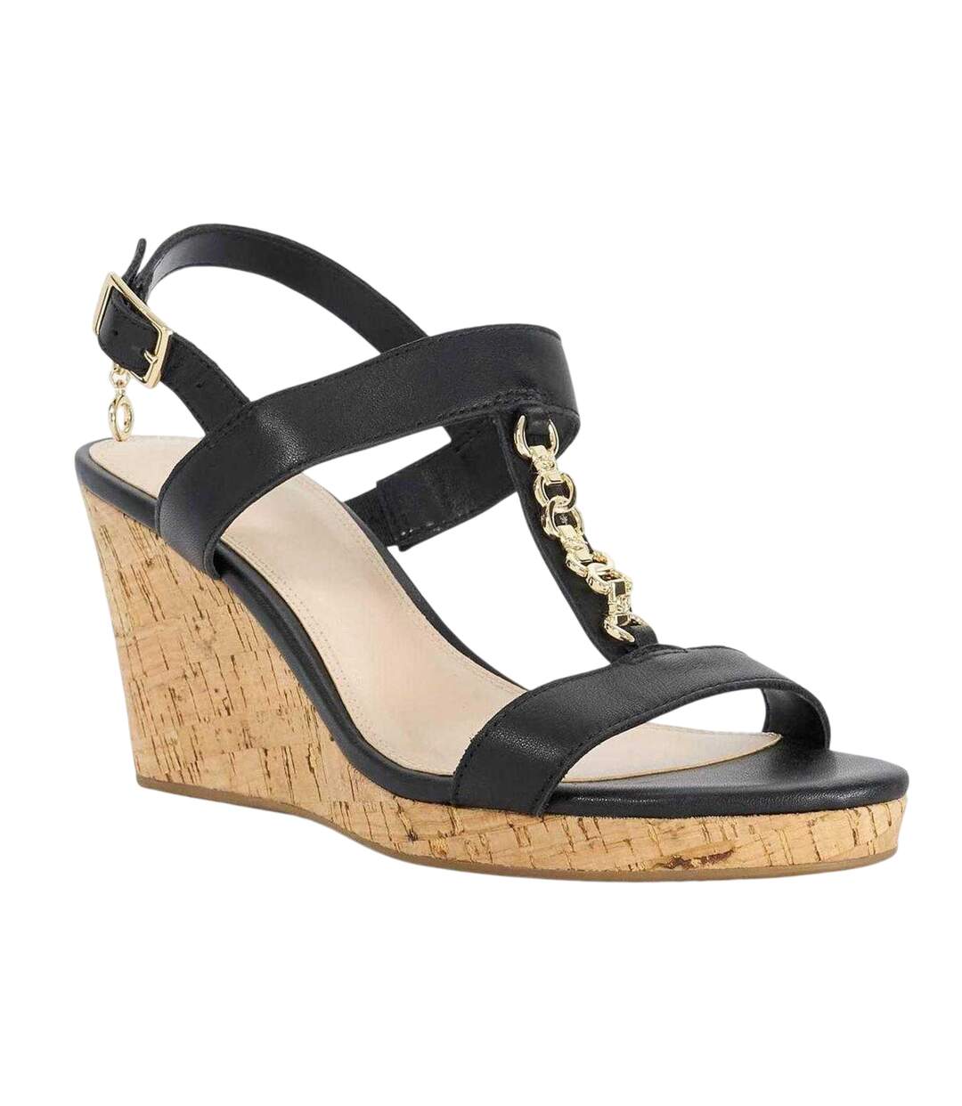Womens/ladies Kasslie Wedge Sandals Black Dune London-4