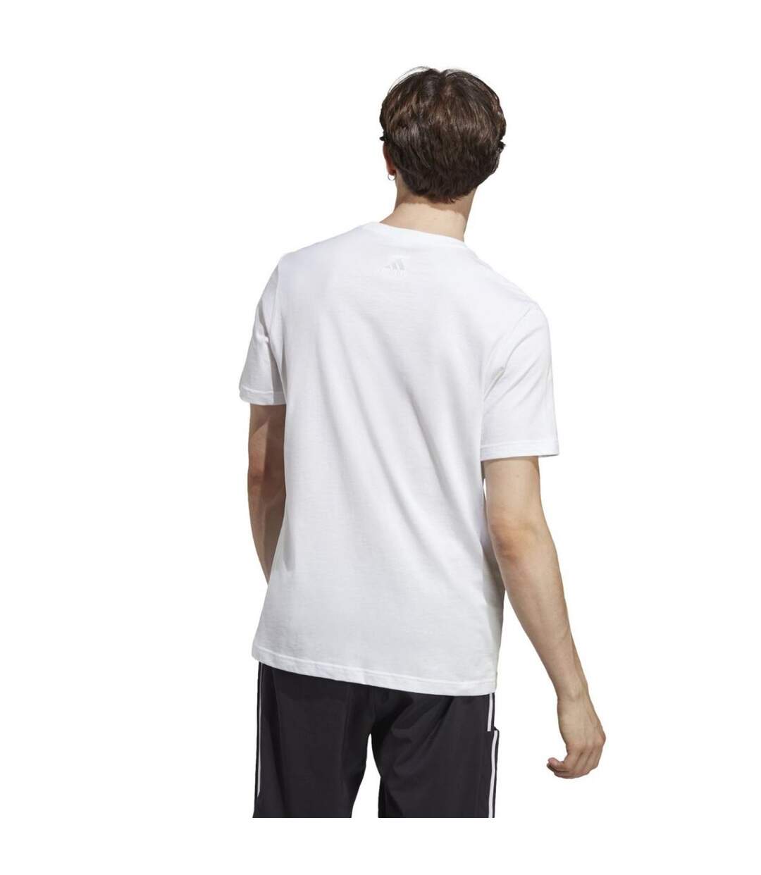 T-shirt Style Logo Brodé Essentials Linear Homme Blanc Adidas-3