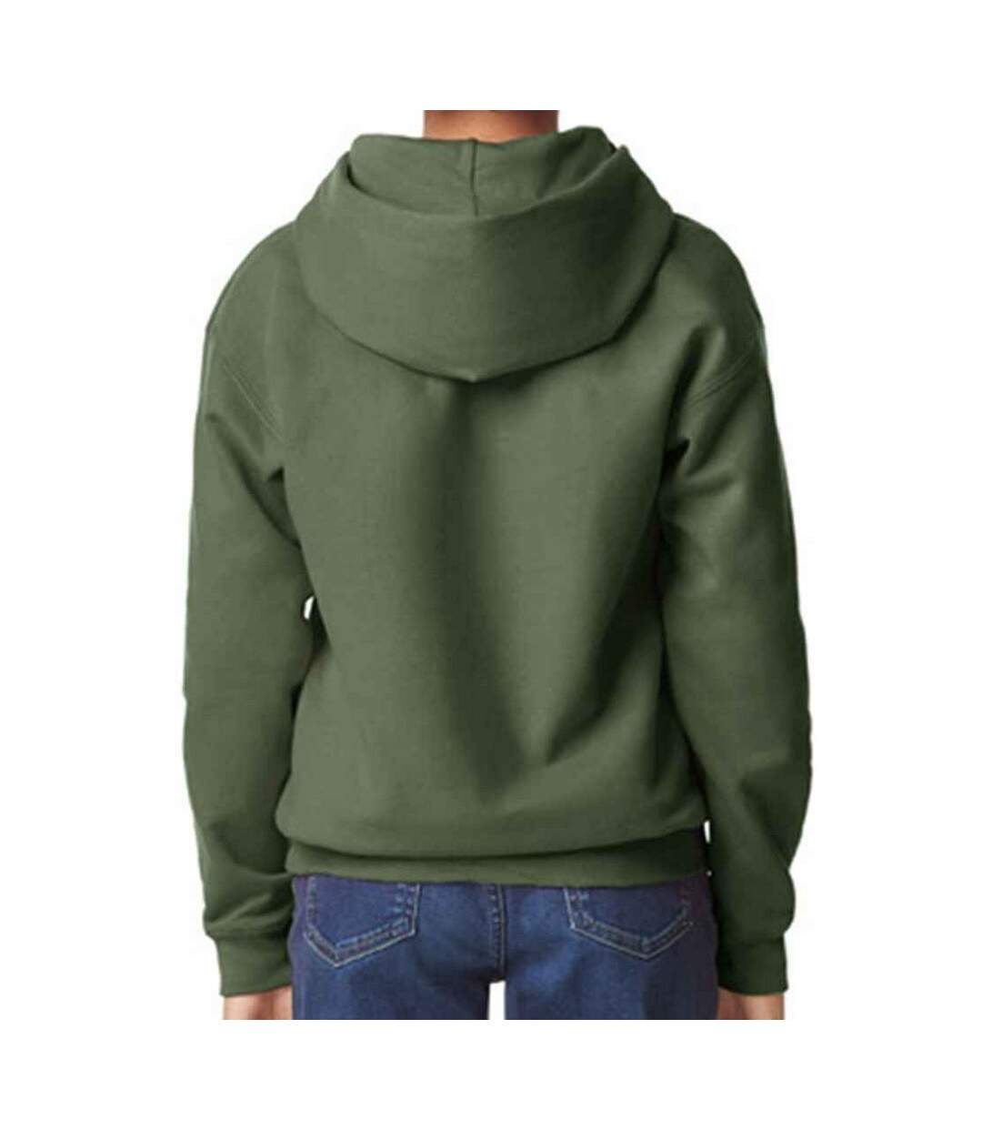 Sweat à capuche enfant vert kaki Gildan-2