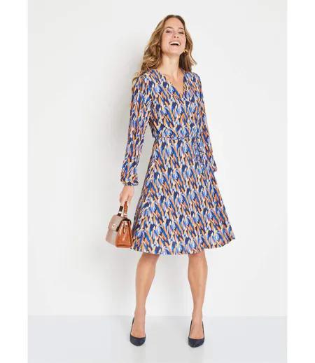 Robe courte cache-coeur imprimé feuillage