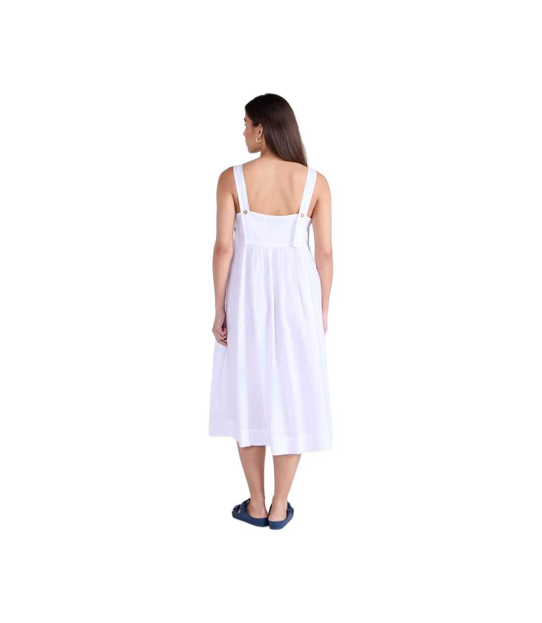 Womens/ladies linen midi dress white Animal-2