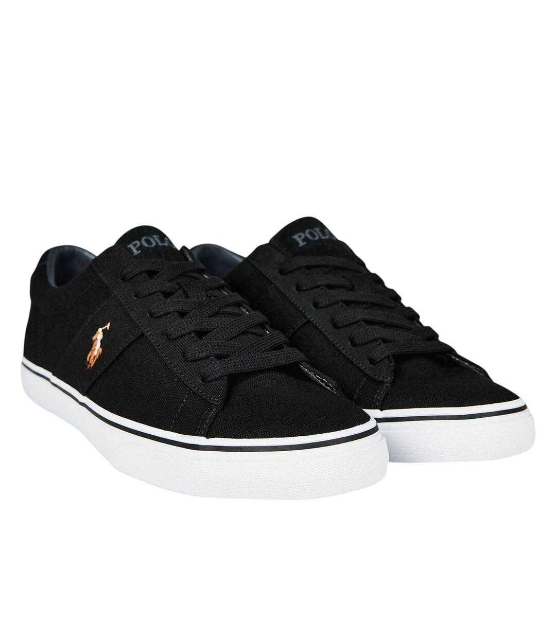 Baskets Basses En Toile Sayer Homme Noir Ralph Lauren-4
