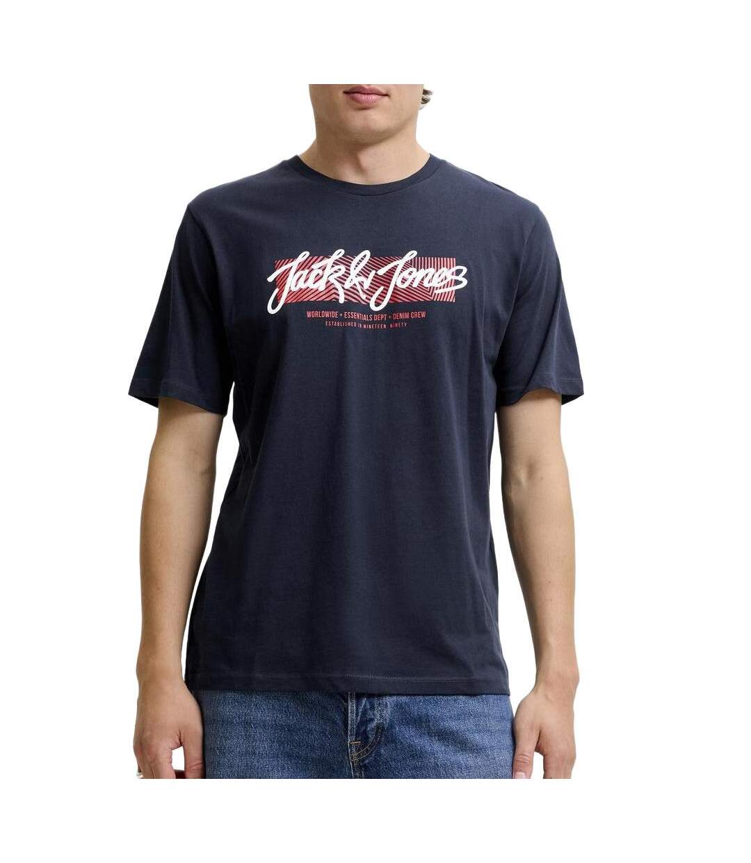 T-Shirt marine homme jack & jones hurban-1