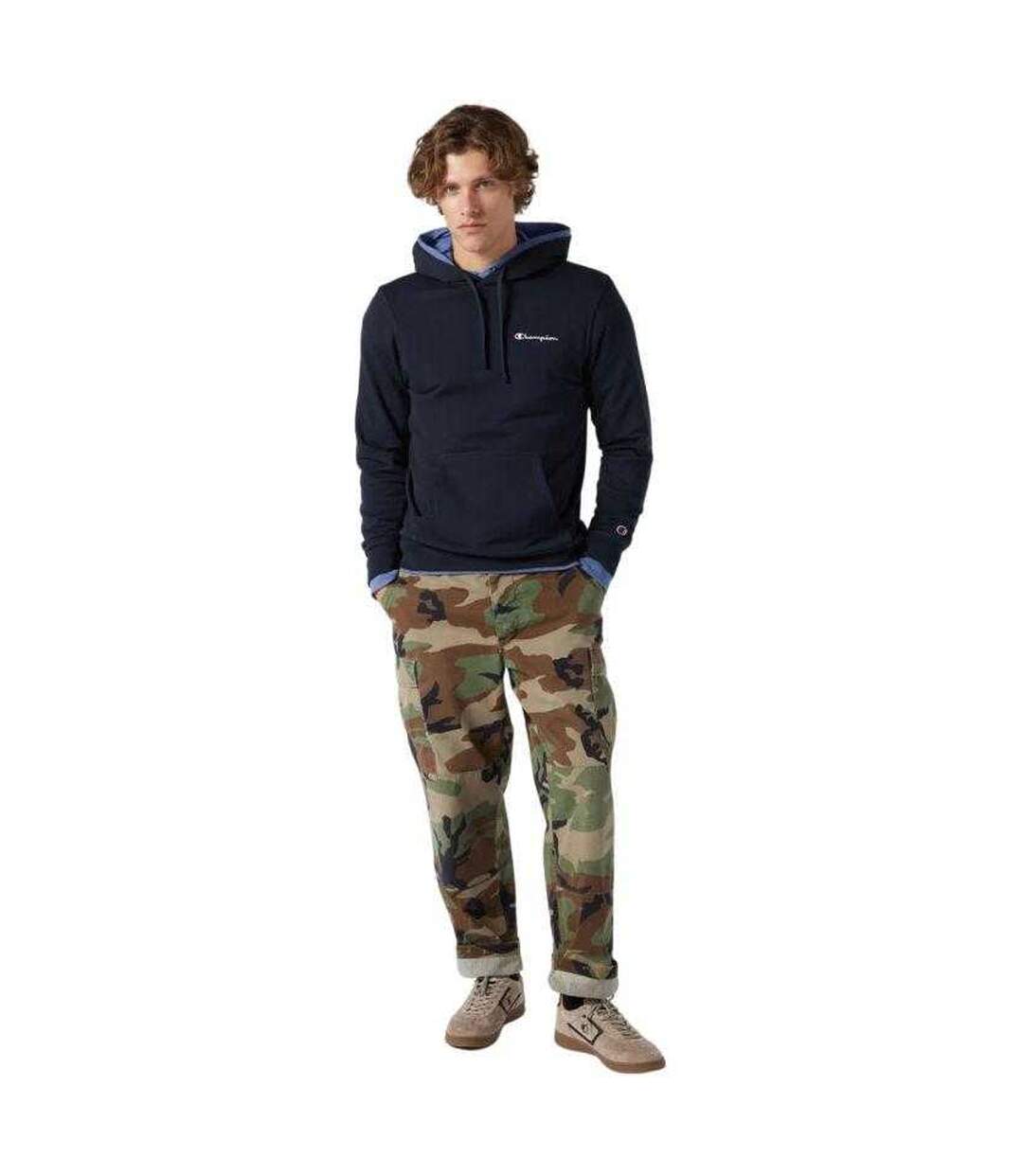 Sweat À Capuche Motif/style Logo Sur Poitrine Homme Bleu Marine Champion-4