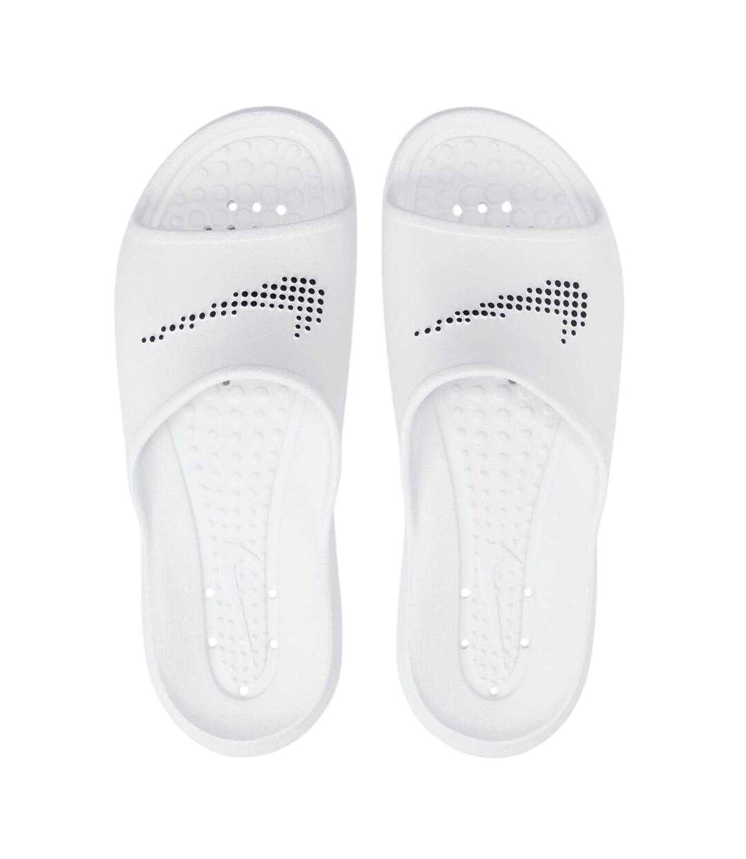 Mens Victori One Swoosh Sliders White Black Nike-3