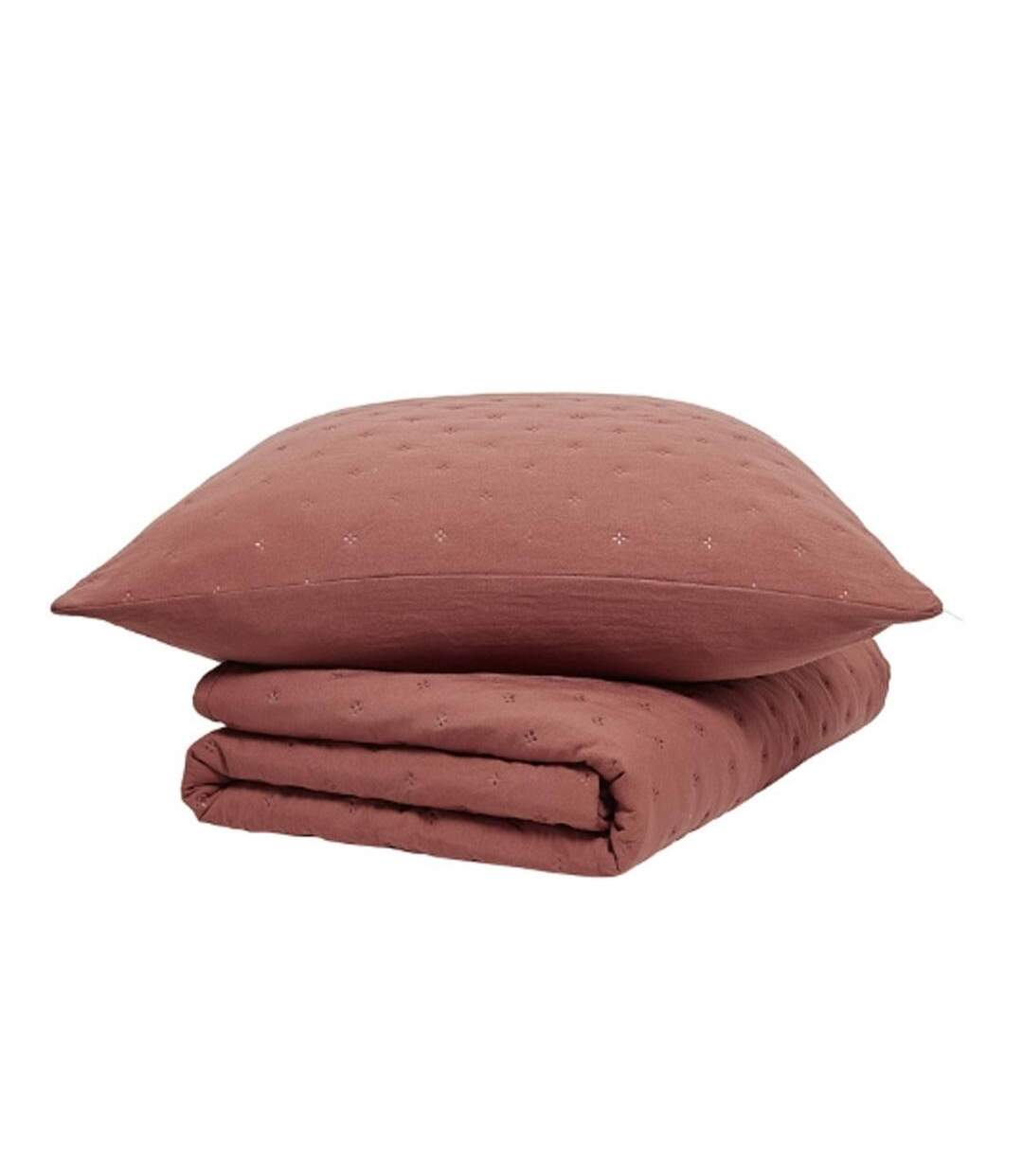 Couvre lit terracotta + 2 taies d'oreiller today 260x240cm-2