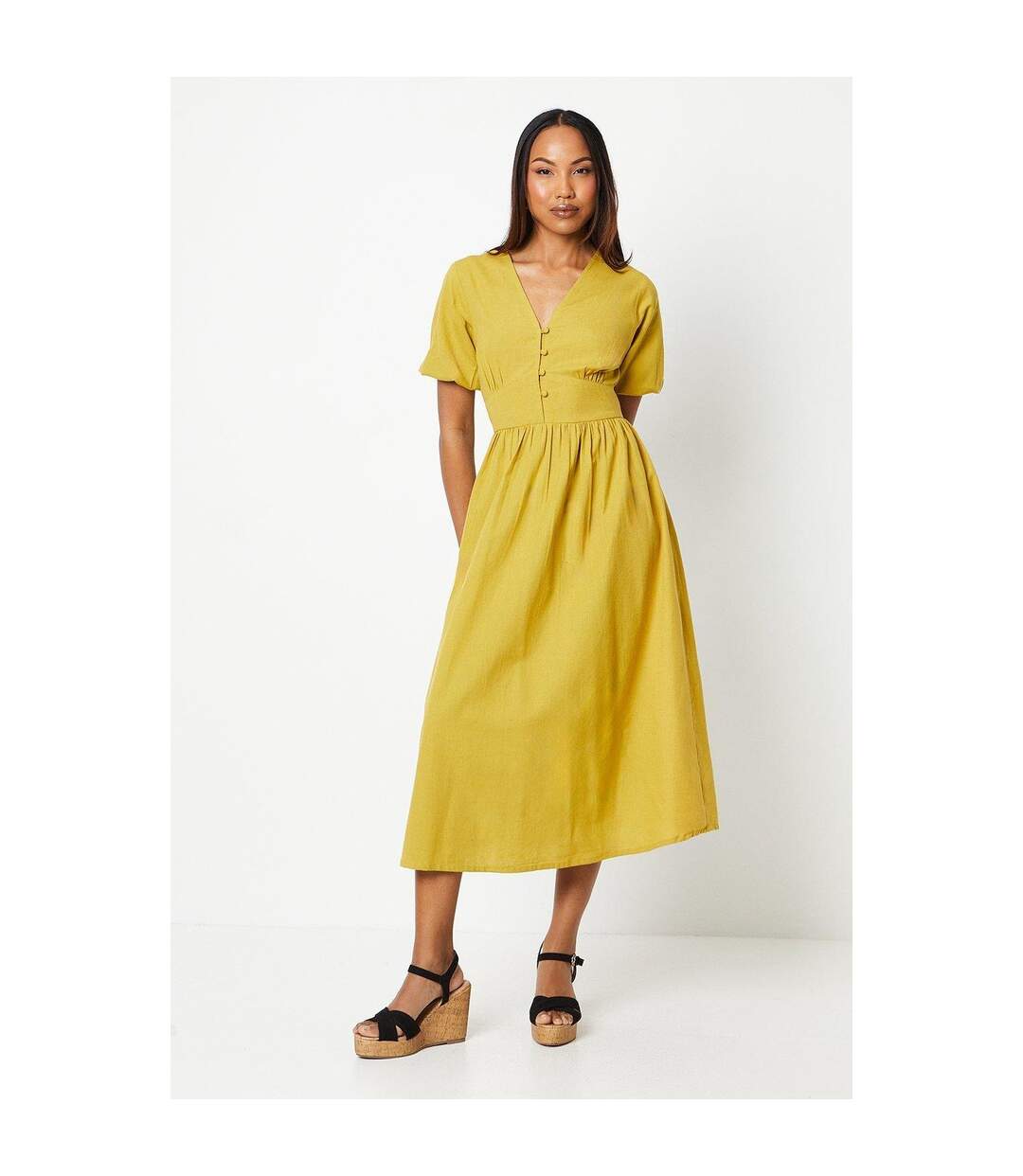 Robe mi-longue femme vert sombre Principles-1