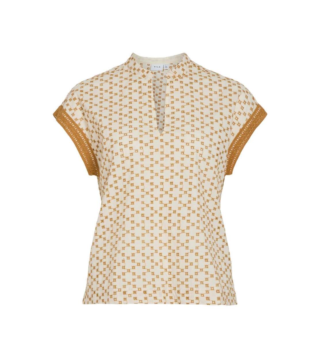 T-Shirt beige/jaune femme vila visumira-1