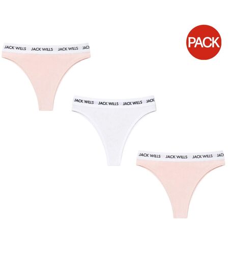 Lot De 3  Strings Motif/style Logo Deptford Femme Rose Blanc Jack Wills