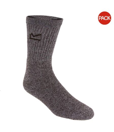 Regatta Great Outdoors Mens Cotton Rich Casual Socks (Pack Of 3) (Brown Marl) - UTRG786