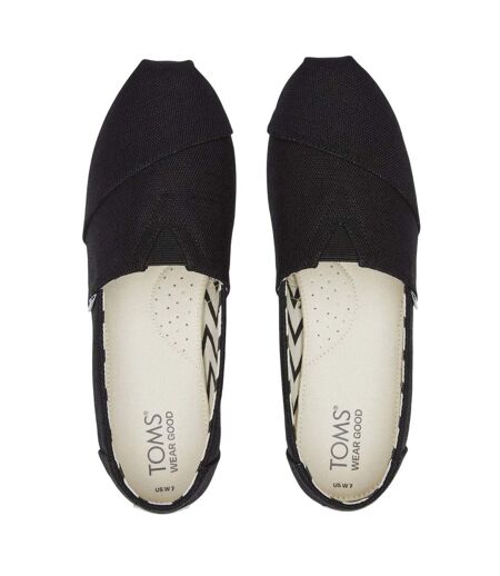 Womens/ladies Alpargata Classic Canvas Espadrilles Black White Toms