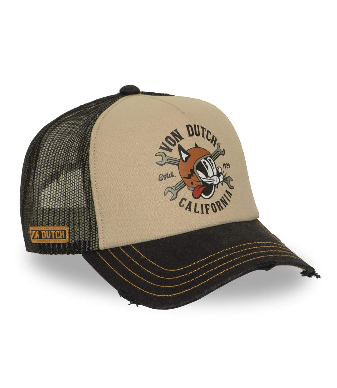 Casquette trucker filet effet usé avec print Crew Catlifornia Vondutch-4