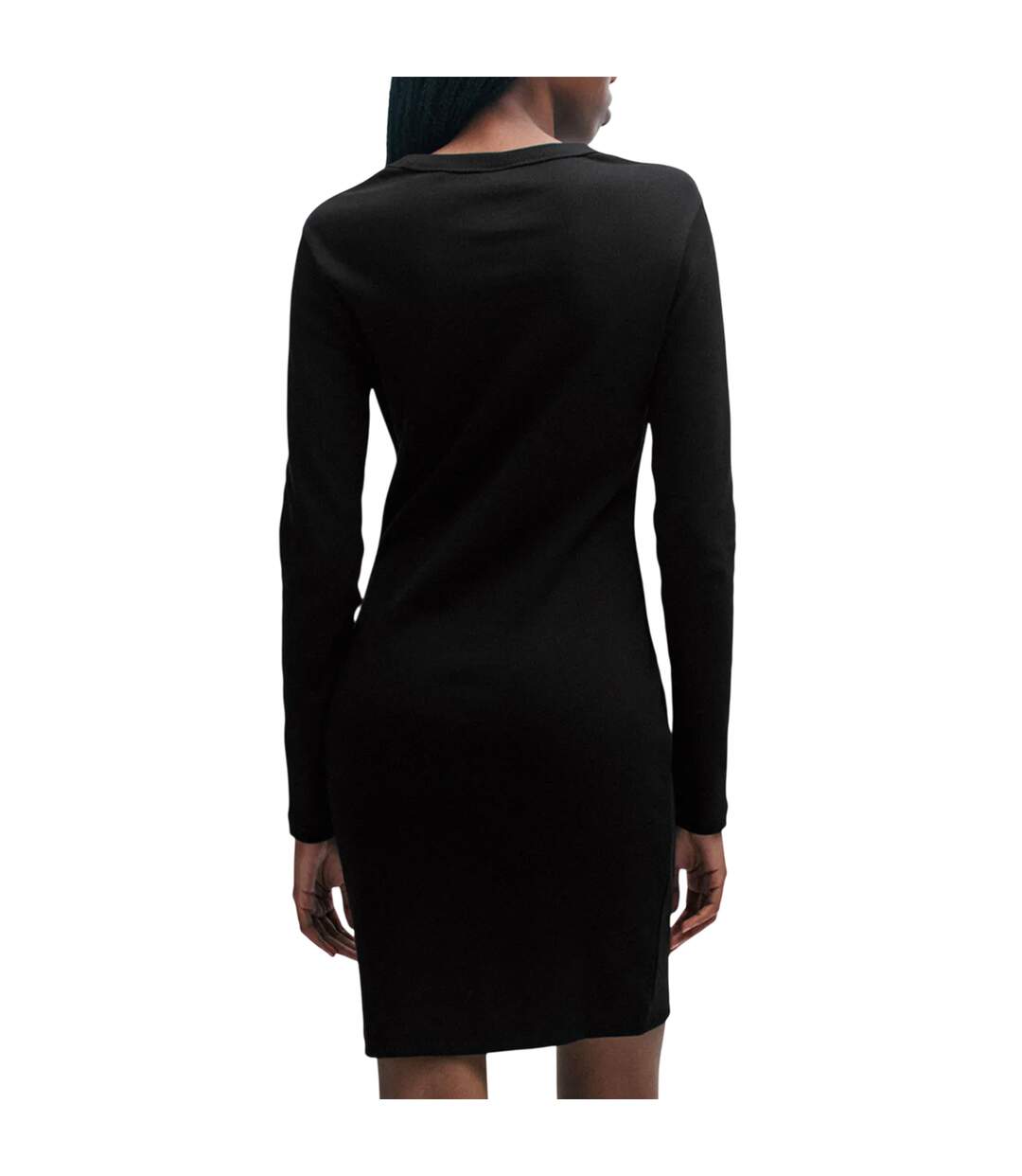 Womens/ladies Nemalia Cotton Stretch Bodycon Dress Black Hugo-3