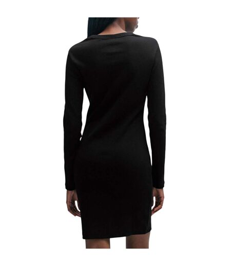Womens/ladies Nemalia Cotton Stretch Bodycon Dress Black Hugo