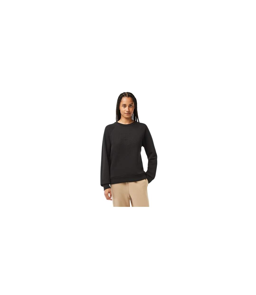 Womens/ladies Embroidered Logo Relaxed Fit Sweatshirt Black Lacoste-1