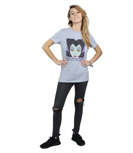 Disney - T-shirt MALEFICENT CROPPED HEAD - Femme (Gris chiné) - UTBI16688
