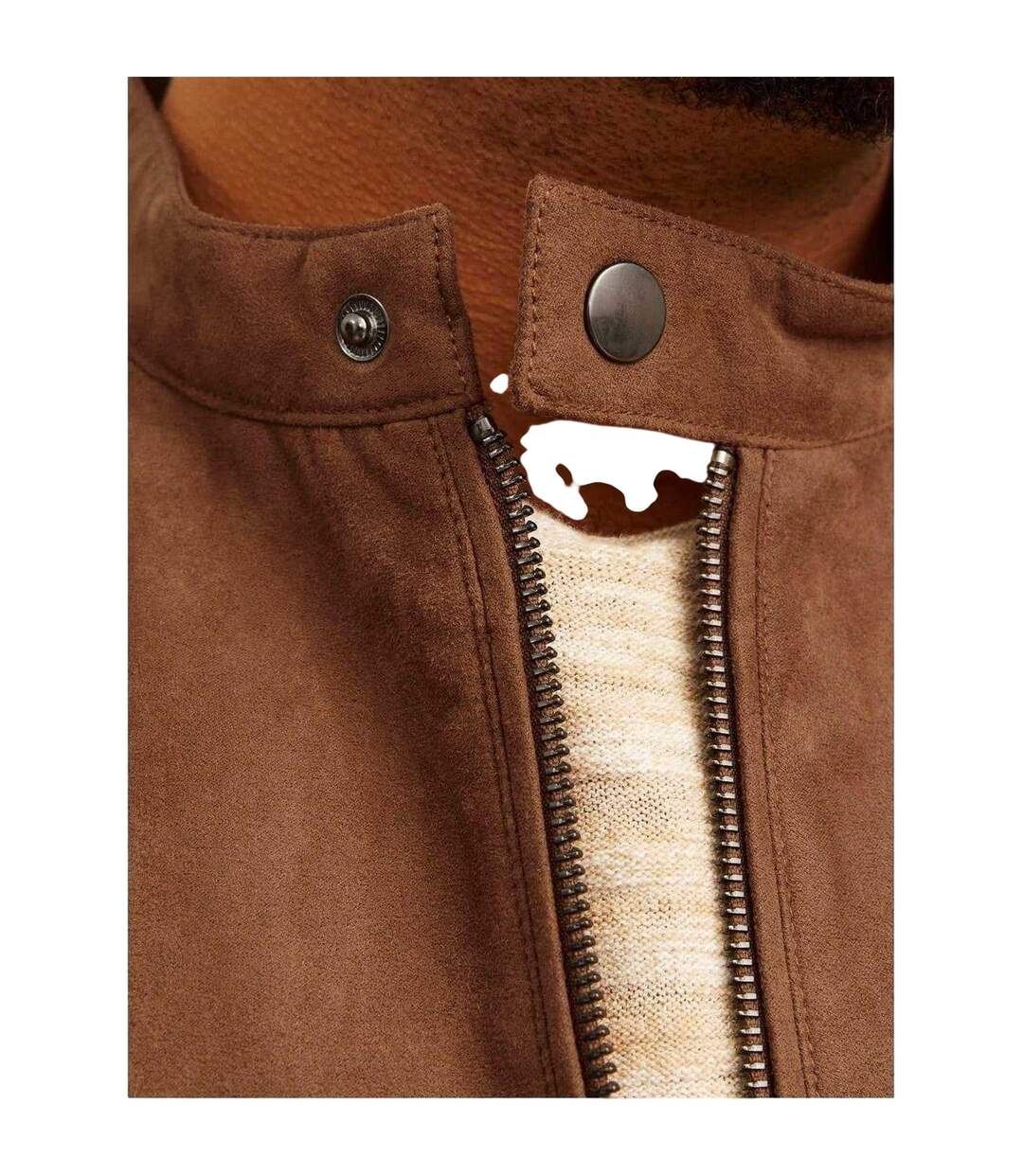 Mens Biker Mock Neck Plus Long-sleeved Jacket Cognac Jack And Jones-4
