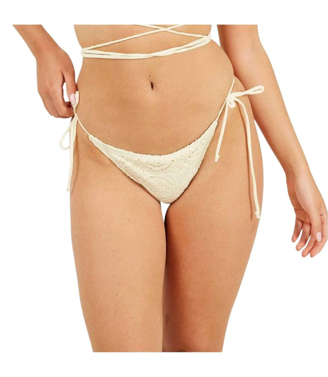 Womens/ladies Crochet Bikini Bottoms Yellow Brave Soul-3