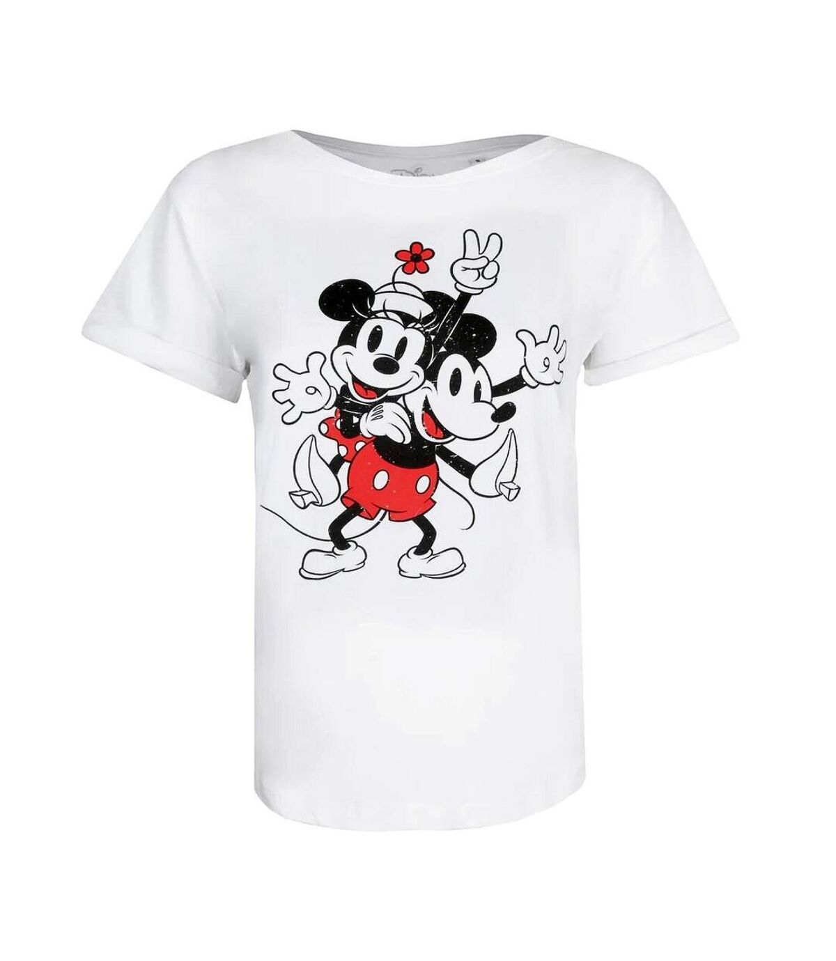 Disney Womens/Ladies Mickey & Minnie Mouse Peace T-Shirt (White)