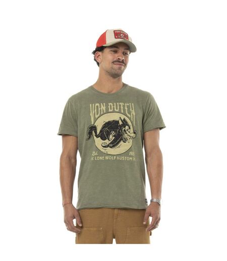 T-shirt homme col rond regular en coton effet usé print devant Lone Vondutch