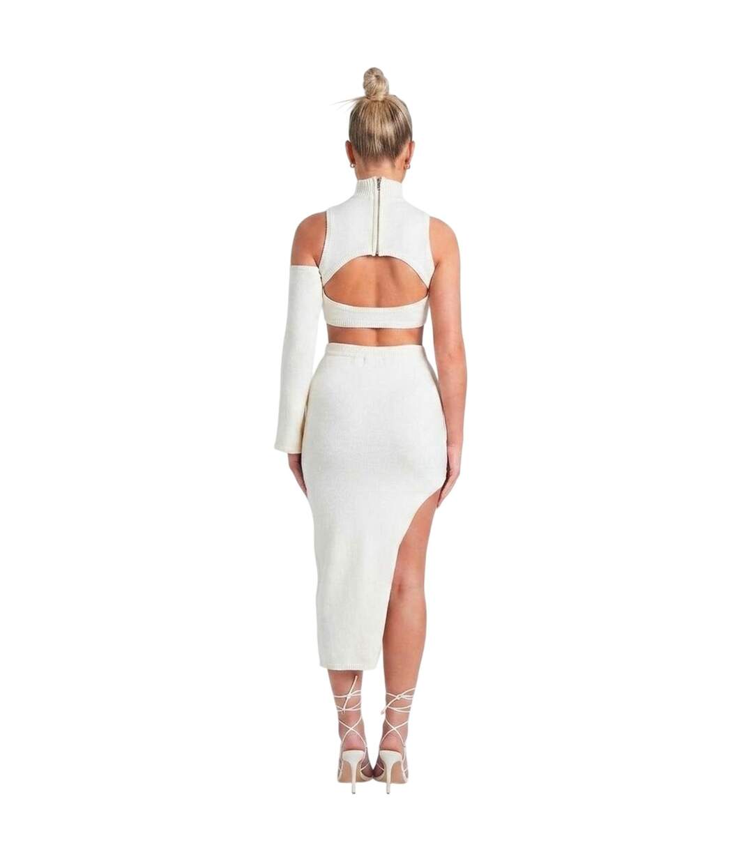 Jupe Mi-longue Femme Crème Missy Empire-2