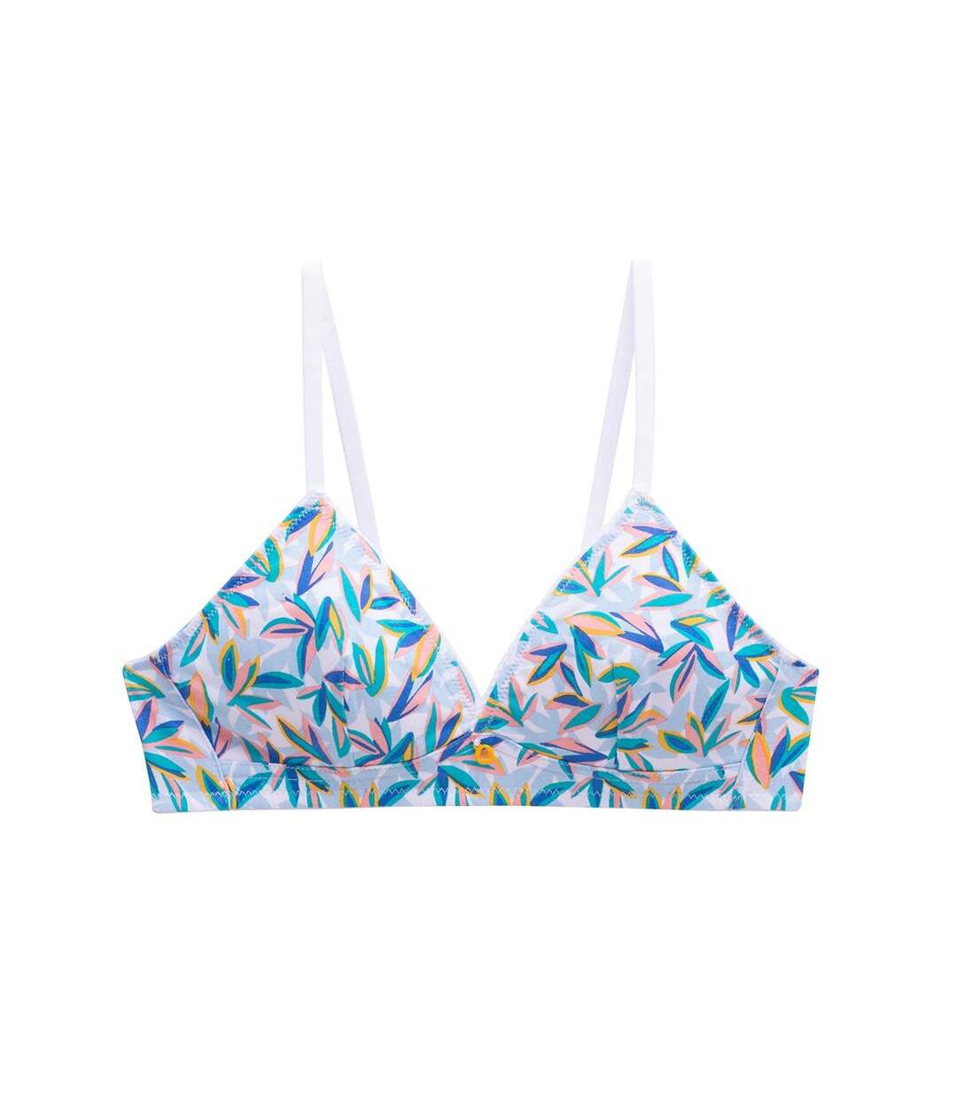 Soutien-gorge triangle sans coques en coton bleu Clem-1