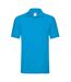 Mens premium cotton pique polo shirt azure Fruit of the Loom