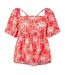 Blouse Manches Bouffantes Femme Orange Blanc Biba-1