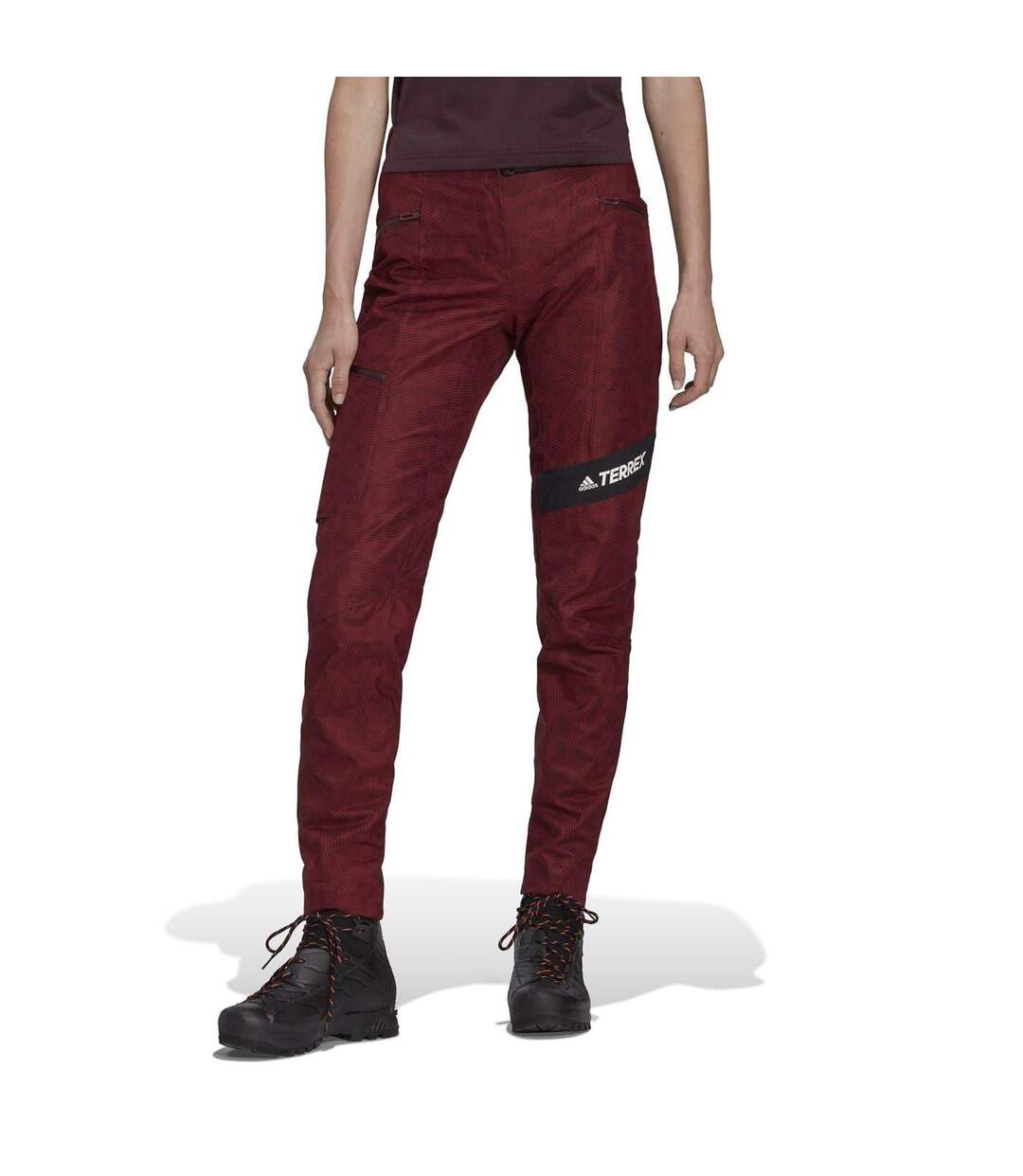 Womens/ladies Slim Hiking Trousers Red Adidas-3