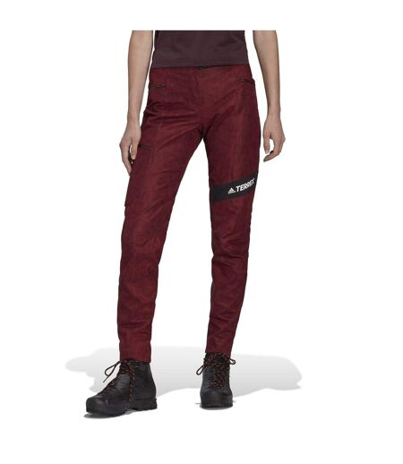 Womens/ladies Slim Hiking Trousers Red Adidas