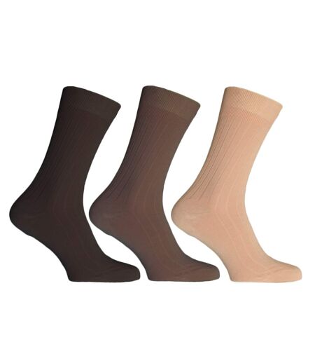 Simply Essentials Mens Plain Egyptian Cotton Socks (Pack Of 3) (Shades of Brown) - UTUT1579