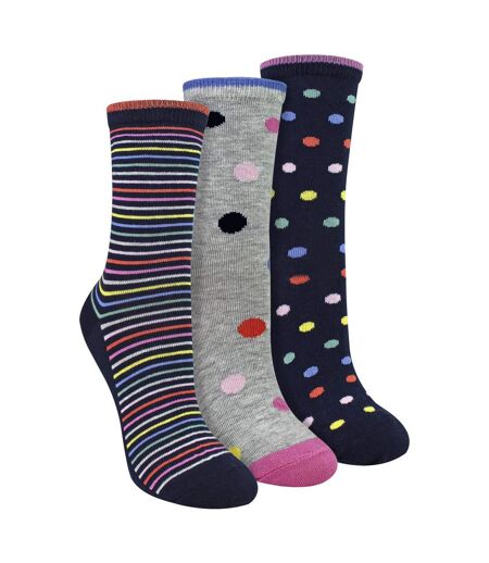 Sock Snob - 3 Paires de Chaussettes Femme à Pois et Rayures en Coton Douces