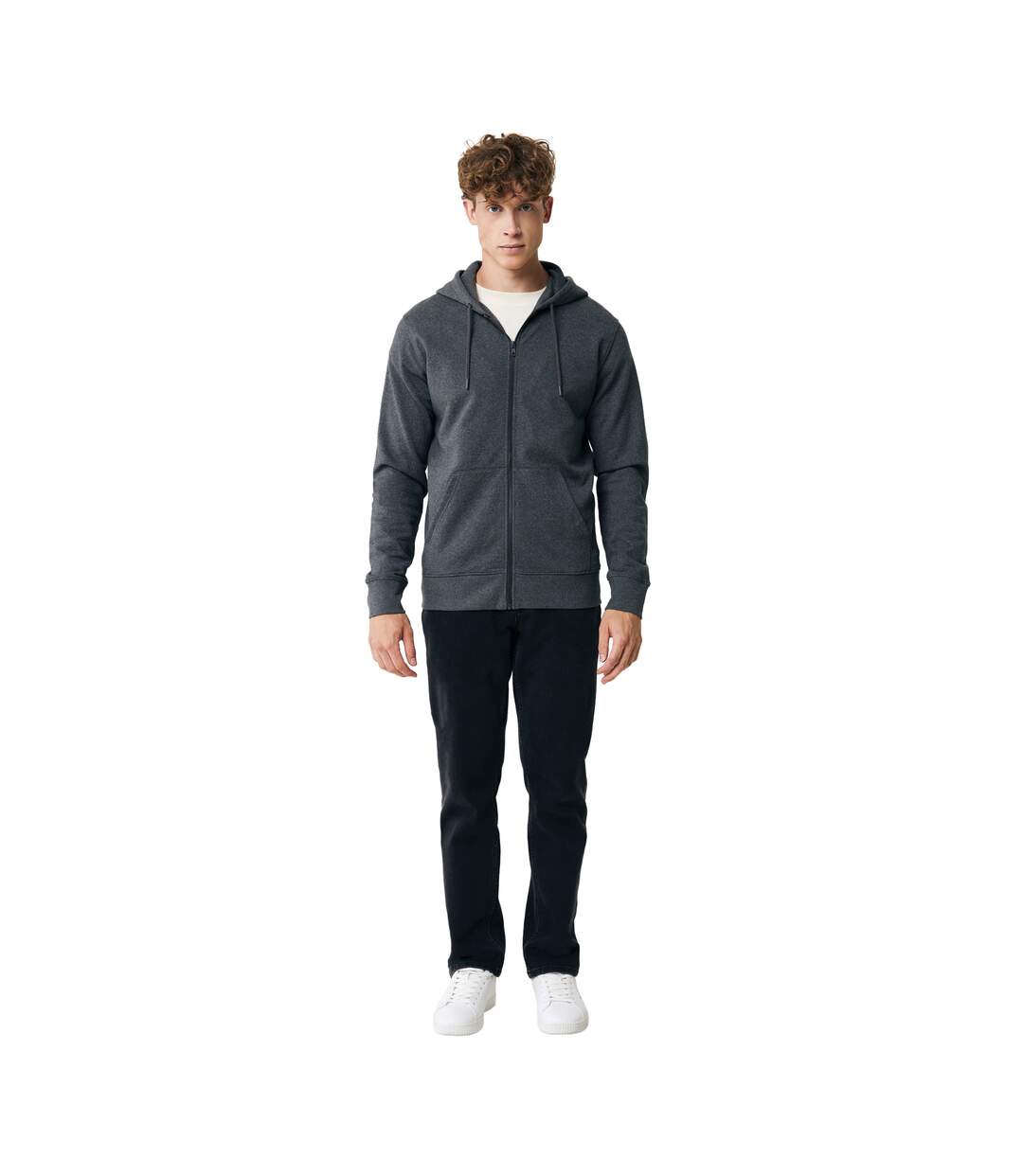 Unisex adult abisko recycled cotton full zip hoodie heather anthracite Iqoniq-3