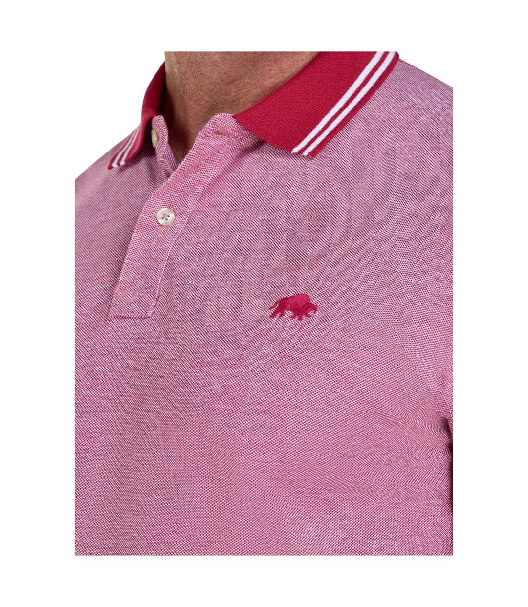 Mens Two Tone Pique Polo Shirt Berry Raging Bull-4