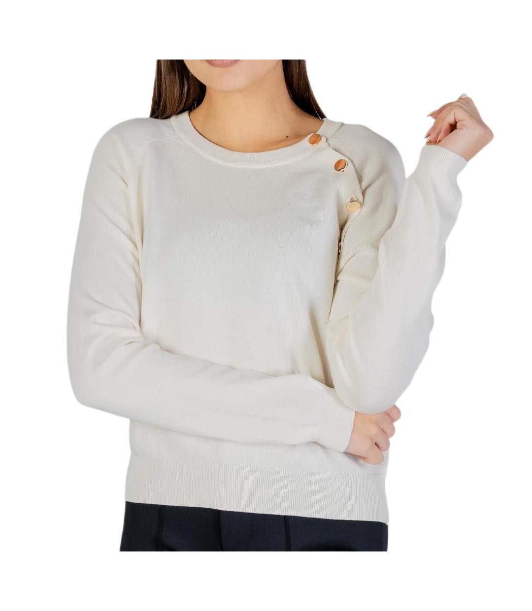 Pull beige femme morgan boutons-1
