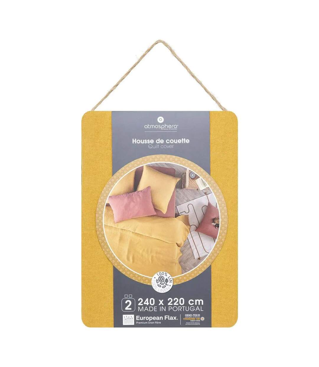 Housse de Couette Lin Adorable 240x220cm Jaune Ocre-5