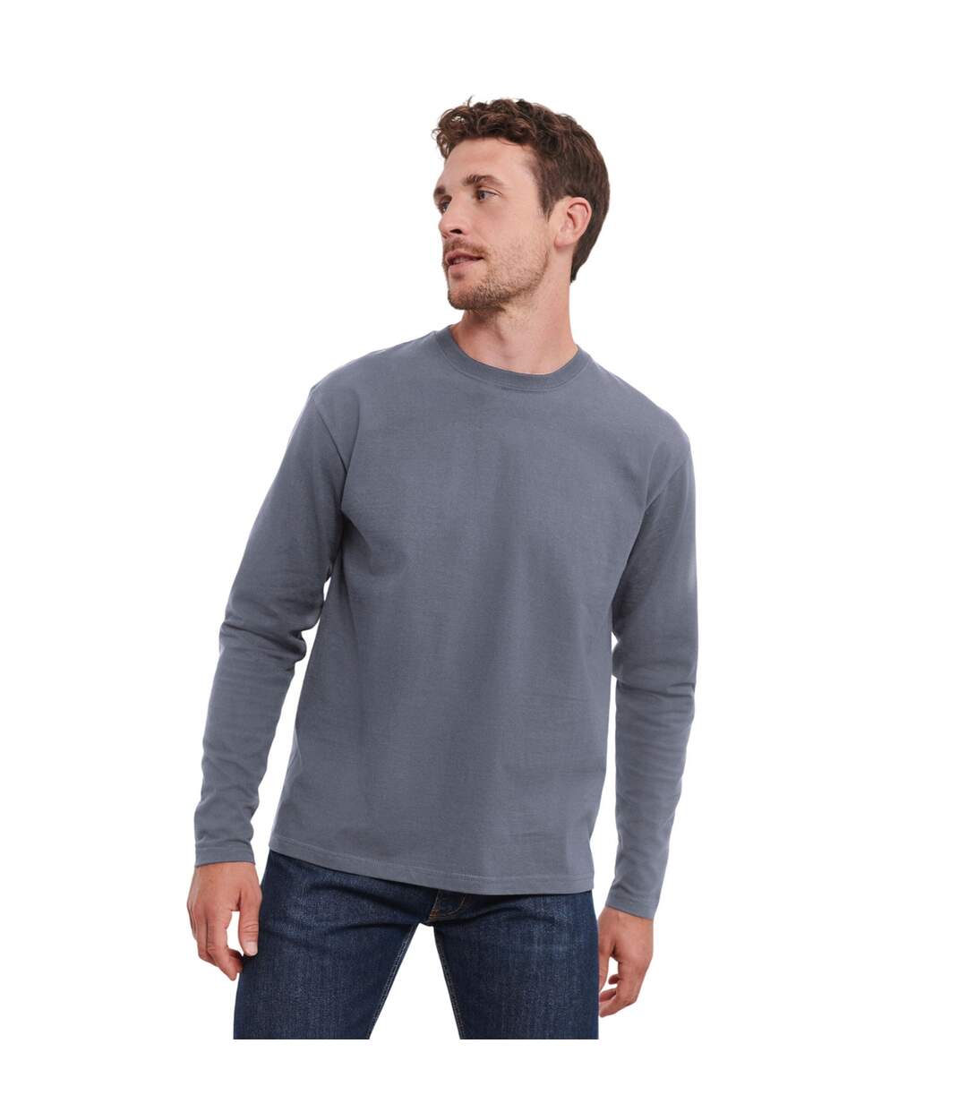 T-shirt Manches Longues Authentic Homme Gris Foncé Russell-1