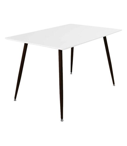 Table de repas en MDF et acier 120 x 80 cm Polar Blanc avec pieds noirs