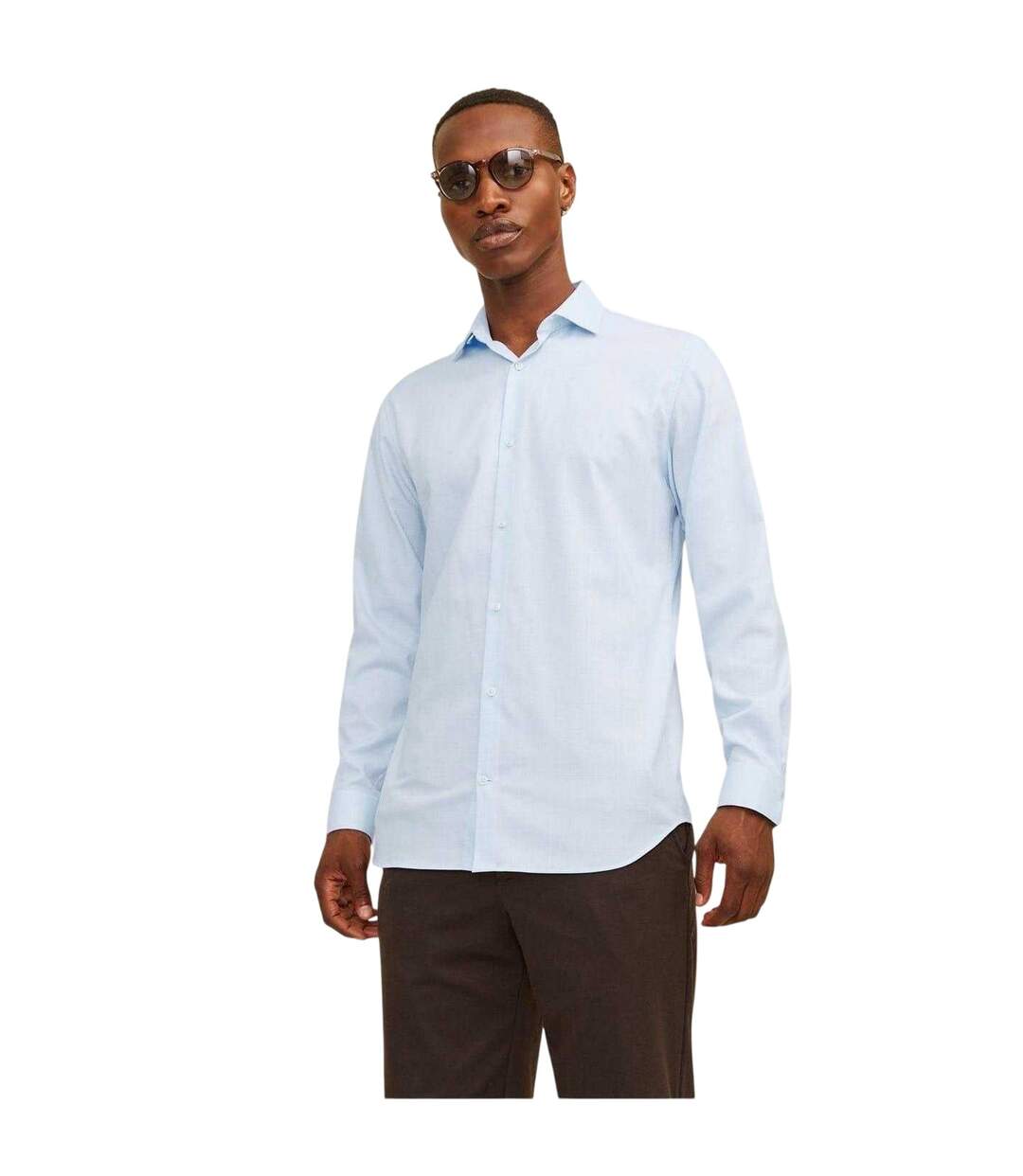 Mens Parker Cuffed Long-sleeved Formal Shirt Chambray Blue Jack And Jones-2