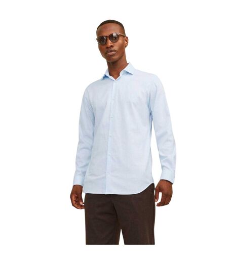 Mens Parker Cuffed Long-sleeved Formal Shirt Chambray Blue Jack And Jones