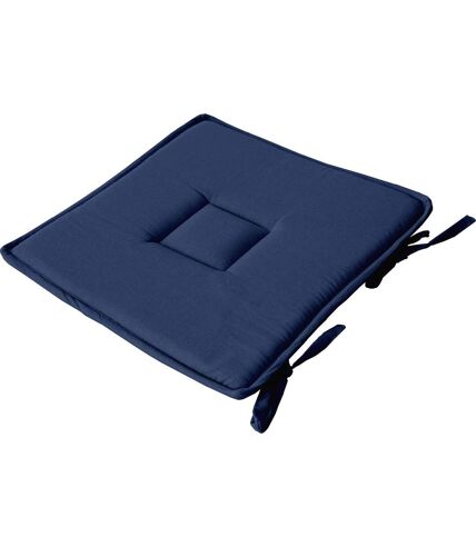 Galette de chaise uni effet Bachette - 40 x 40 cm - Bleu Marine