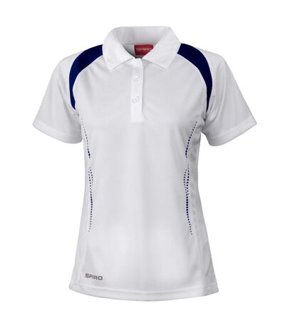 Spiro Womens/Ladies Sports Team Spirit Performance Polo Shirt (White/Navy)