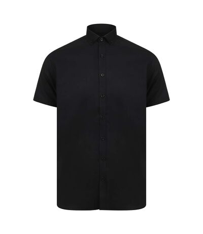 Henbury Mens Modern Short Sleeve Slim Fit Oxford Shirt (Noir) - UTPC3830