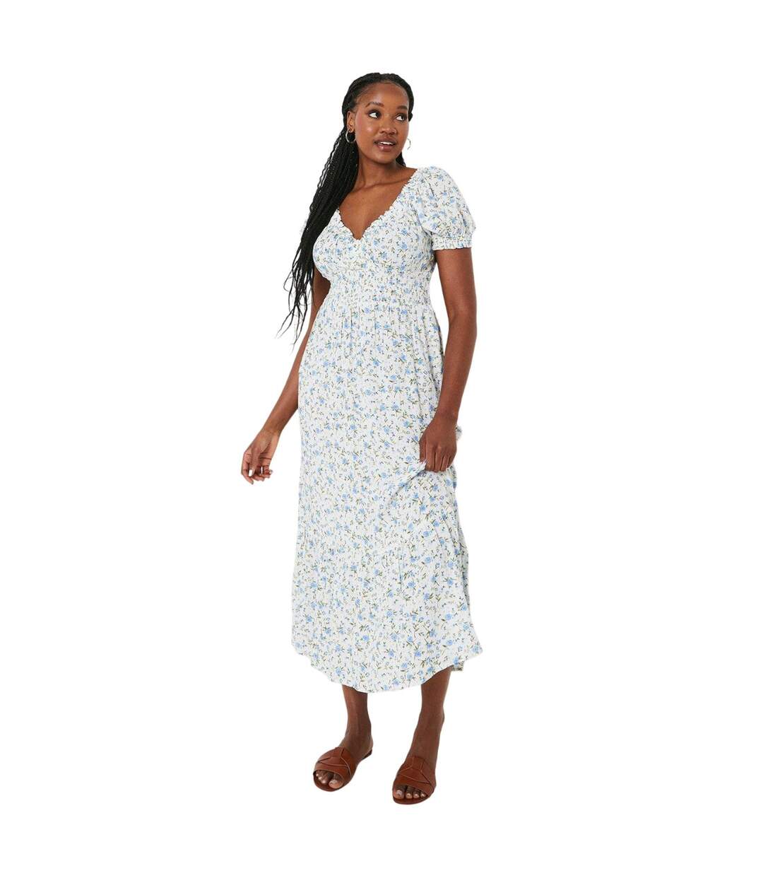 Robe mi-longue femme blanc cassé Dorothy Perkins-1