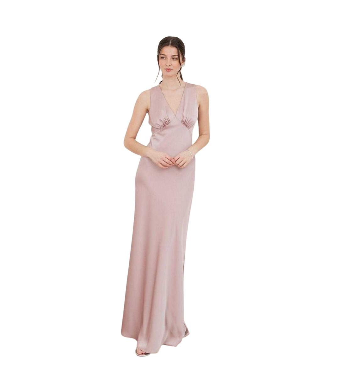 Robe Longue Demoiselle D´honneur Femme Rose Clair Maya Deluxe-1