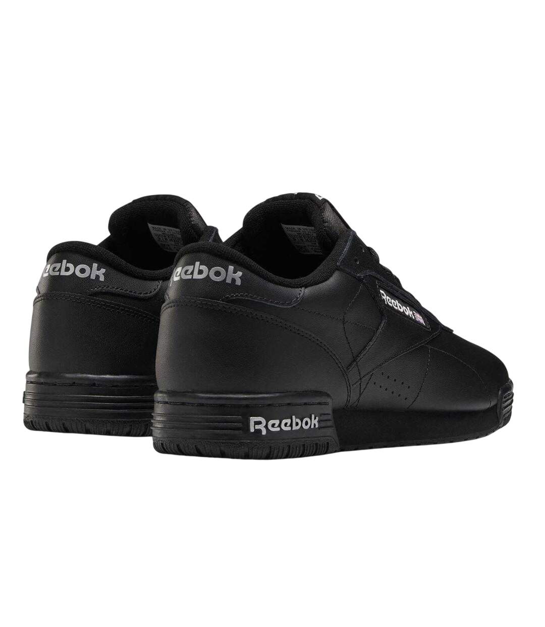 Mens Exofit Leather Low Trainers Black Silver Reebok-2