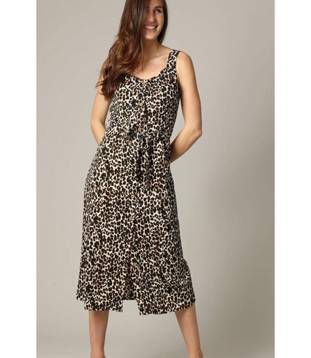 Robe midi en tissu gaufré à motifs léopard OCTAZIA