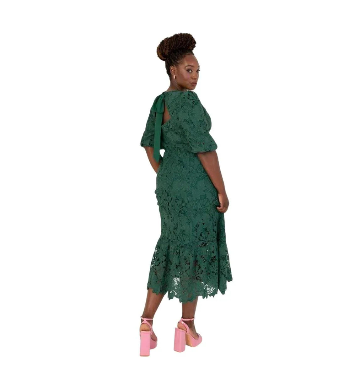 Robe Mi-longue Manches ¾ Femme Émeraude Maya Deluxe-2